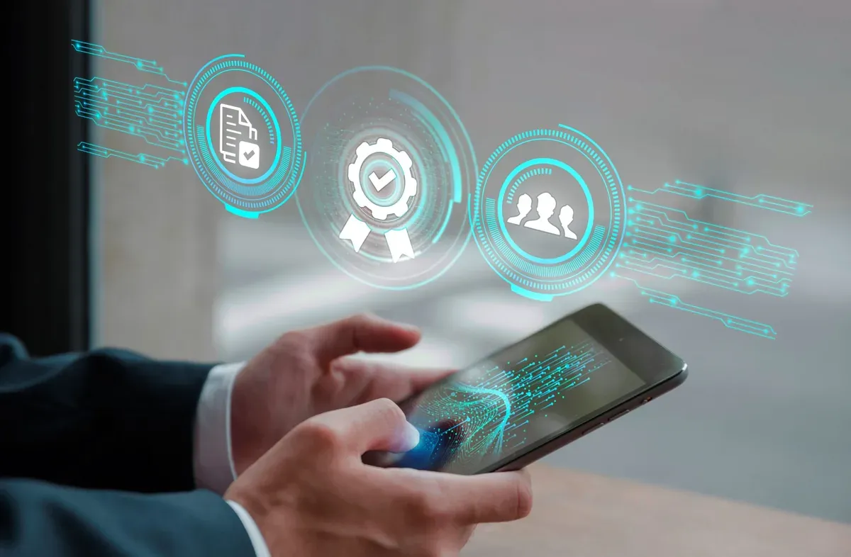 Interfaz de control de calidad y seguridad sobre un teléfono
