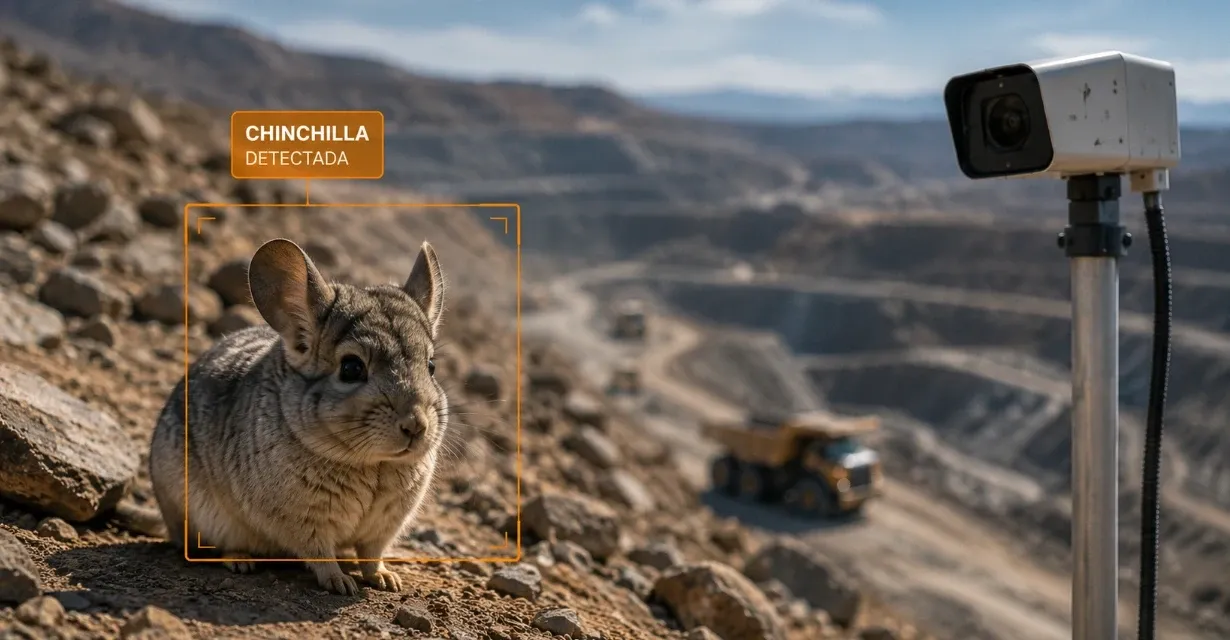 Chinchilla detectada por visión computacional en faena minera